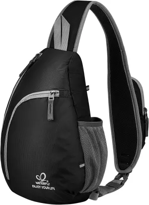 WATERFLY Crossbody Sling Bag Small Water Resistant Backpack Lightweight Shoulder Chest Daypack for Men Women Hiking Travel