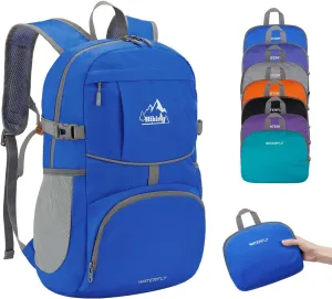 WATERFLY Hiking Foldable Daypack Backpack: 25L Ultra Lightweight Packable Waterproof Outdoor Travel Day Pack for Woman Man