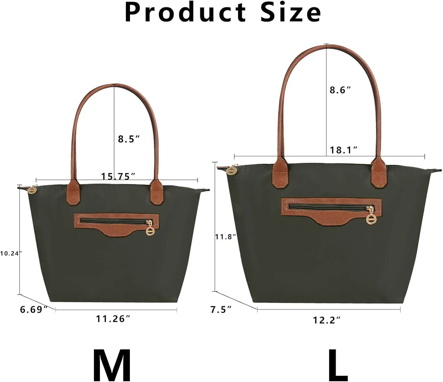 Waterproof Nylon Tote bag for Women Lightweight Designer Handbag with Zipper Stylish and Durable Purse