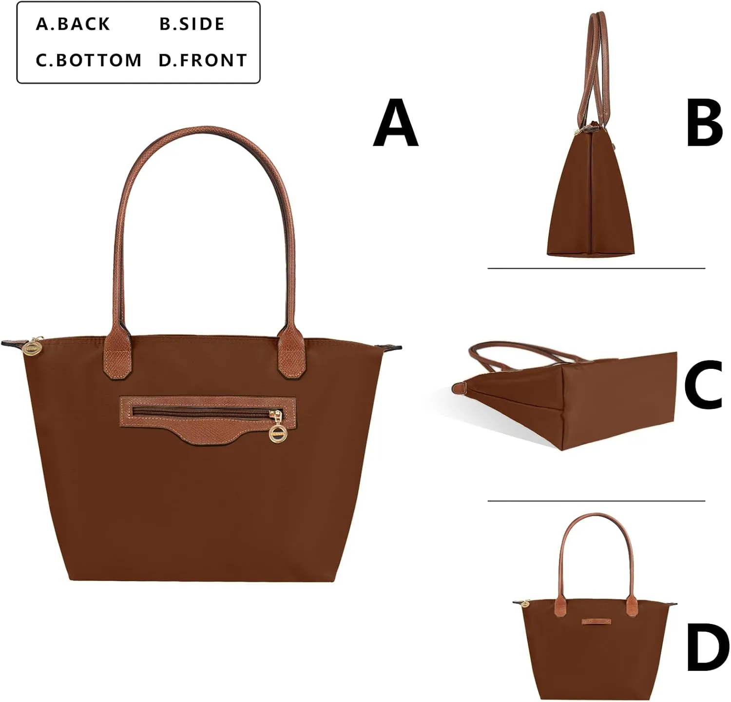 Waterproof Nylon Tote bag for Women Lightweight Designer Handbag with Zipper Stylish and Durable Purse