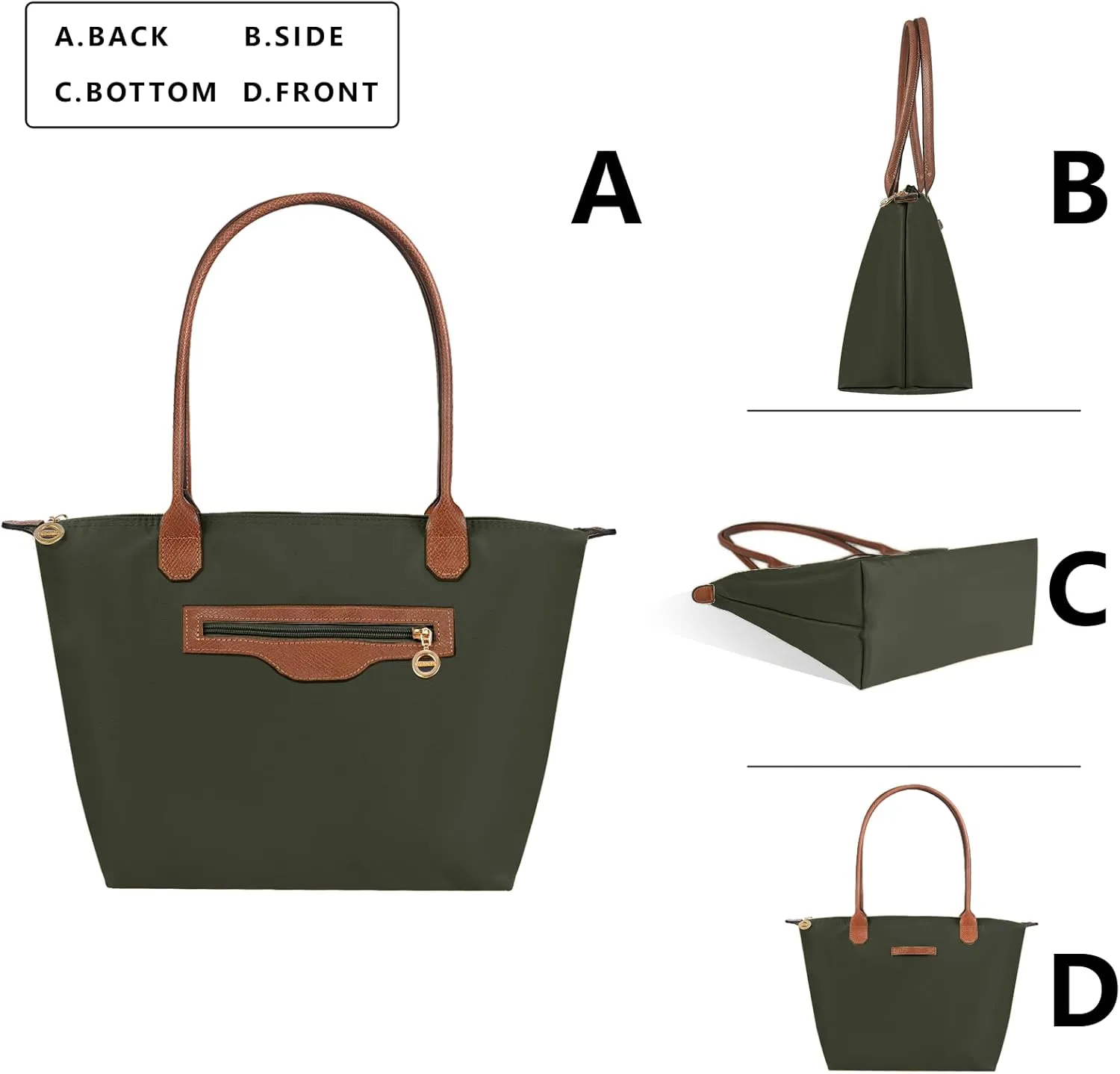 Waterproof Nylon Tote bag for Women Lightweight Designer Handbag with Zipper Stylish and Durable Purse