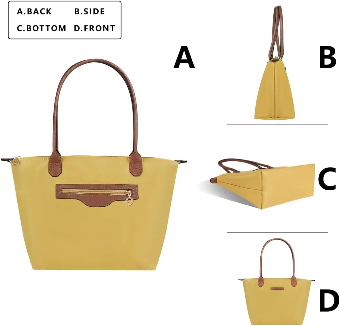 Waterproof Nylon Tote bag for Women Lightweight Designer Handbag with Zipper Stylish and Durable Purse