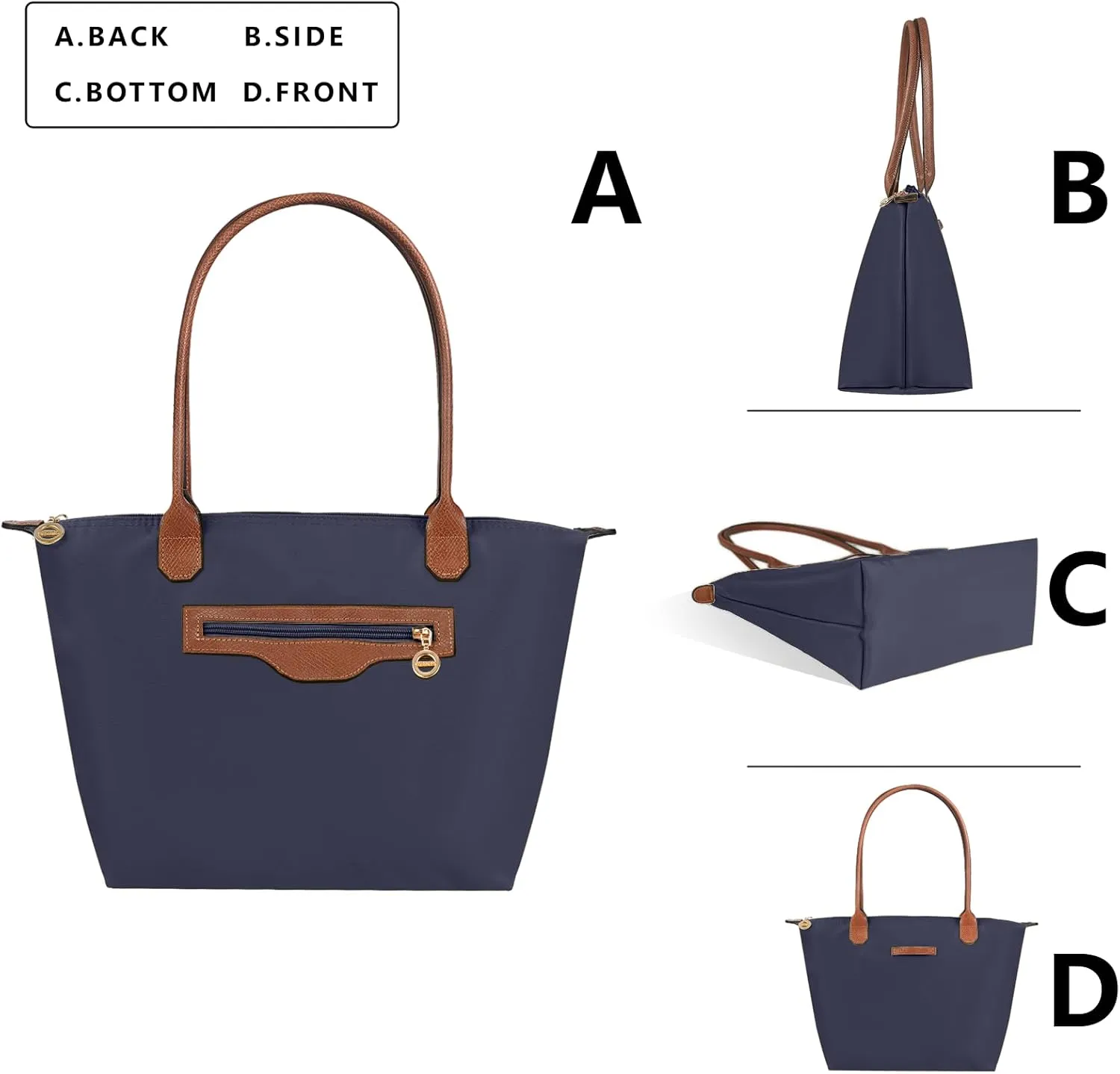 Waterproof Nylon Tote bag for Women Lightweight Designer Handbag with Zipper Stylish and Durable Purse