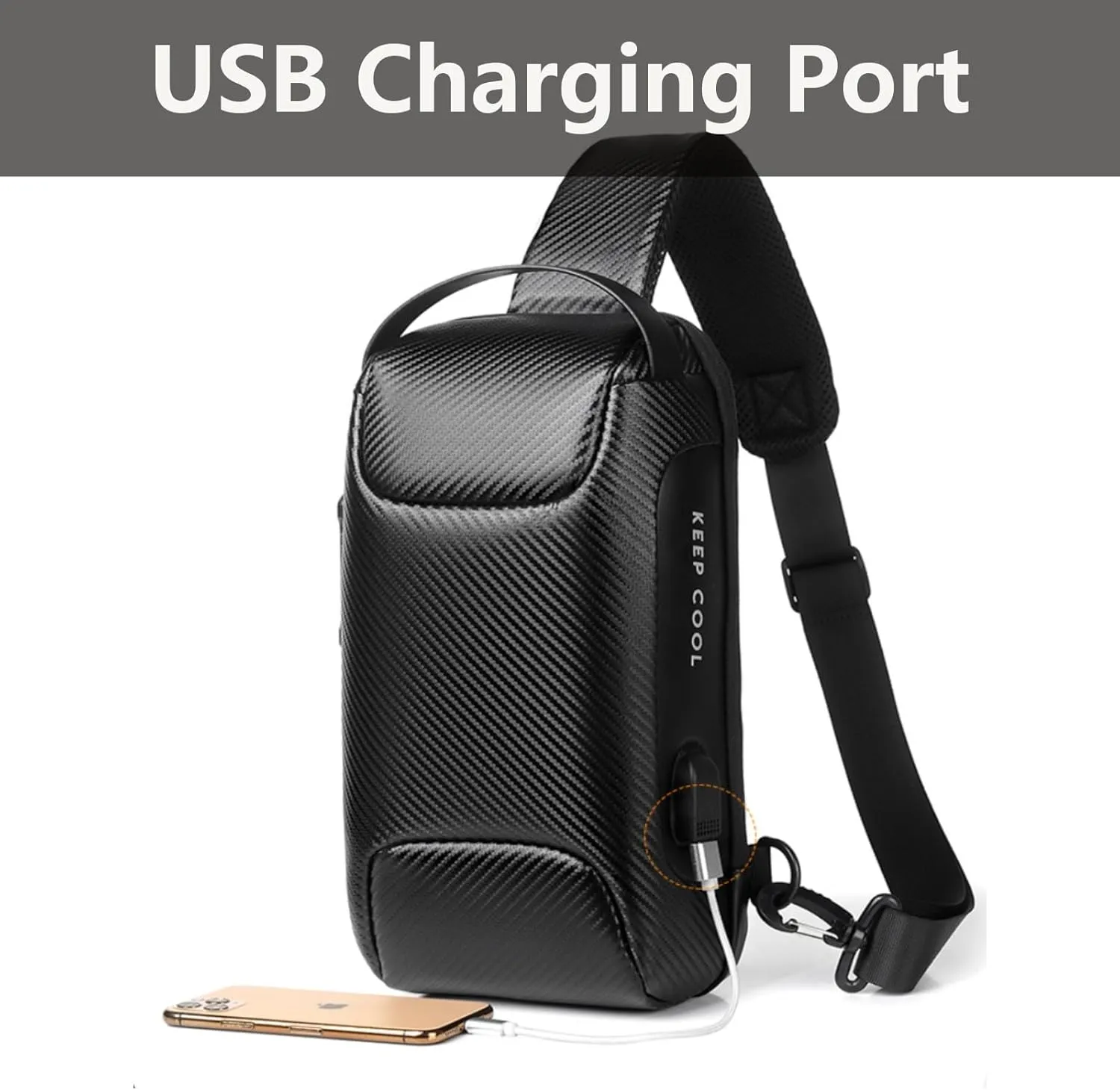 Waterproof Sling Bag for Men and Women,Chest Bag Shoulder Backpack Crossbody Backpack Hiking Daypack Motorcycle Bag(Oxford Cloth Black)
