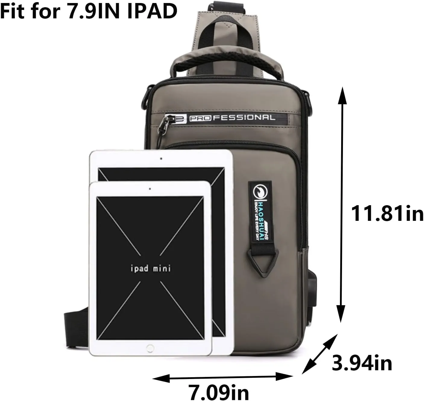 Waterproof Sling Bag for Men and Women,Chest Bag Shoulder Backpack Crossbody Backpack Hiking Daypack Travel Backpack Messenger Bag(Khaki)
