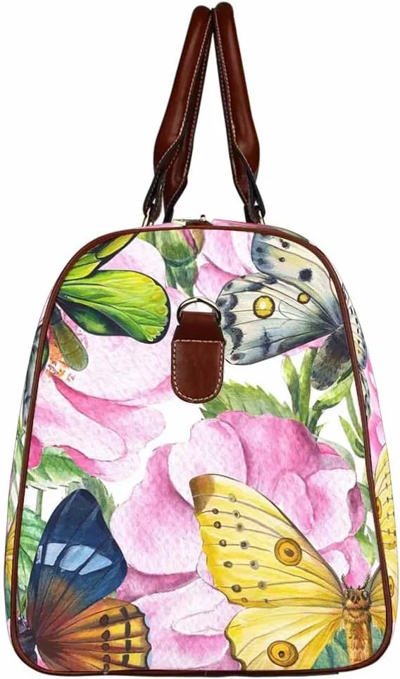 Weekender Bags For Women Roses And Butterflies Foldable Travel Duffle Bag For Women, Small Gym Bag Travel Duffle Bag Carry On Weekender Bag With Compartment(Type-4,18.62"x 8.5"x 9.65")