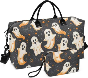 Weekender Bags Travel Duffel Gym Bag Ghost Carry on Overnight Tote Bag with Toiletry Bag for Airplane Travel Trip Gym Yoga