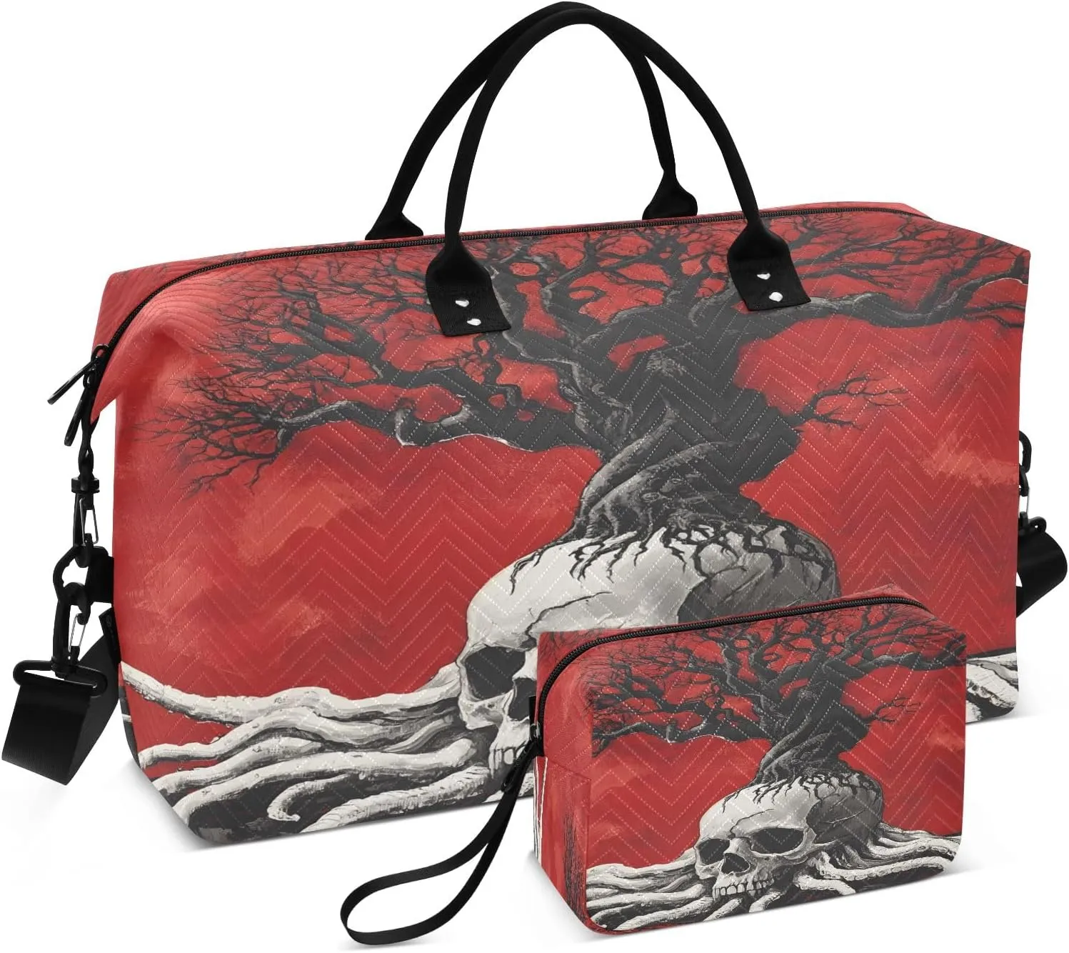 Weekender Bags Travel Duffel Gym Bag Skeleton Tree Carry on Overnight Tote Bag with Toiletry Bag for Airplane Travel Trip Gym Yoga