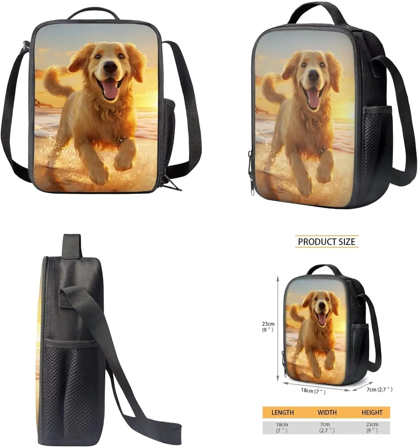 WELLFLYHOM 3 Pcs School Back Pack Golden Retriever School Bag Cute Bookbag for Kids Boy Girls with Lunch Box Pencil Case Middle Elementary Junior School Backpack Daycare Bags Back to School