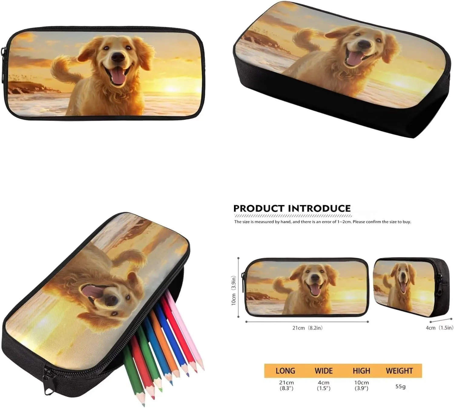 WELLFLYHOM 3 Pcs School Back Pack Golden Retriever School Bag Cute Bookbag for Kids Boy Girls with Lunch Box Pencil Case Middle Elementary Junior School Backpack Daycare Bags Back to School