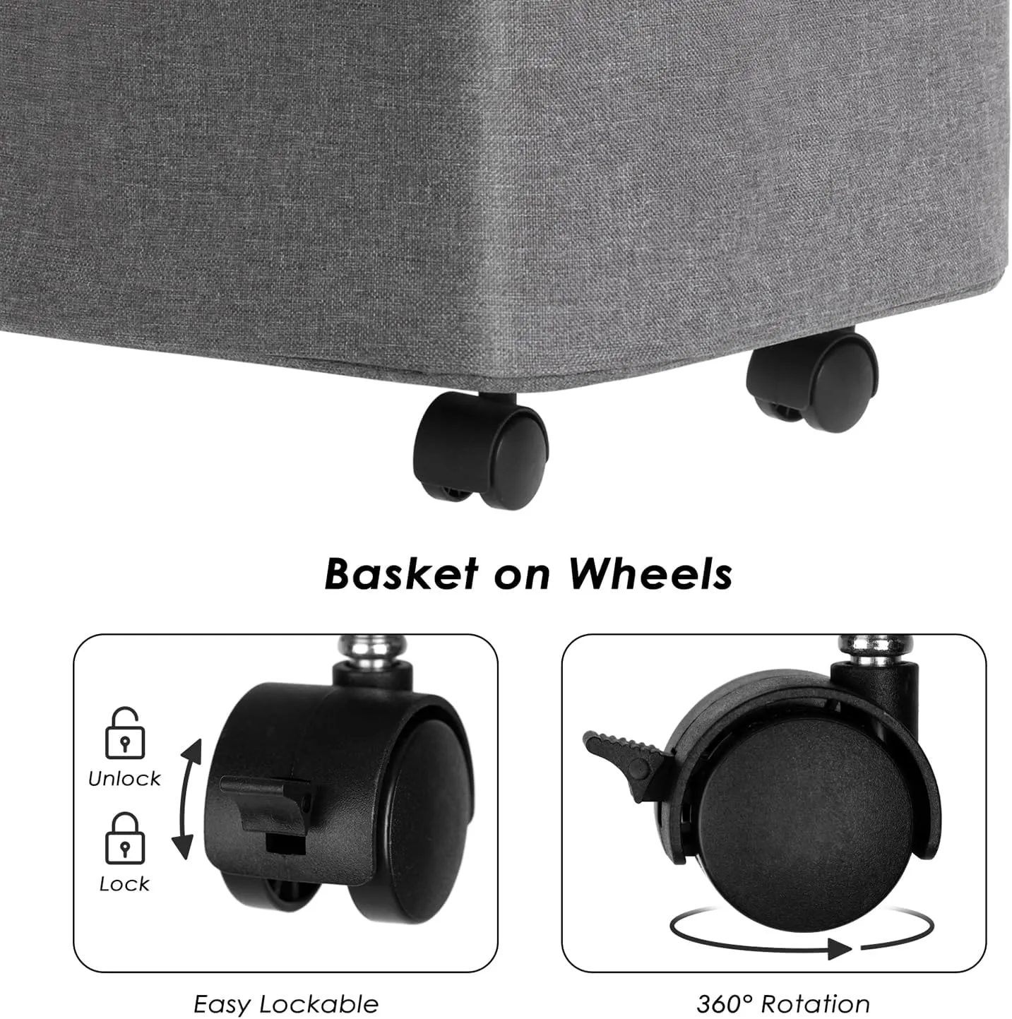 WELTRXE Gray Laundry Hamper with Lid and Wheels, 110L Large Rolling Laundry Basket with Extended Handles Foldable Dirty Clothes Hamper Wheeled Narrow Corner Clothes Bins for Bedroom Dorm Laundry Room
