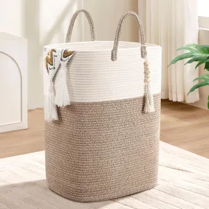 WENMER Woven Laundry Basket for Clothes, 65L Large Rectangle Laundry Hampers, Nursery Storage Basket for Baby Toys, Tall Dirty Clothes Hamper for Bedroom Aesthetic, Laundry Room Organization