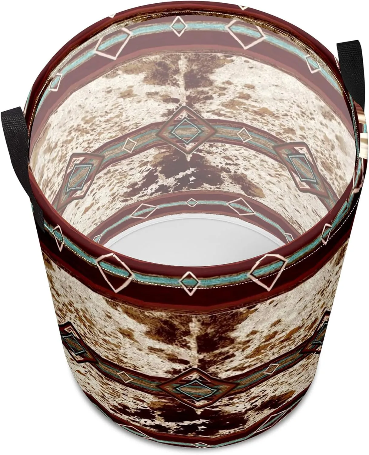 Western Aztec Cow Print Baby Laundry Hamper,Laundry Basket,Waterproof Storage Bin for Bedroom,Clothes Organizer Basket,Toys Box,Room Decor