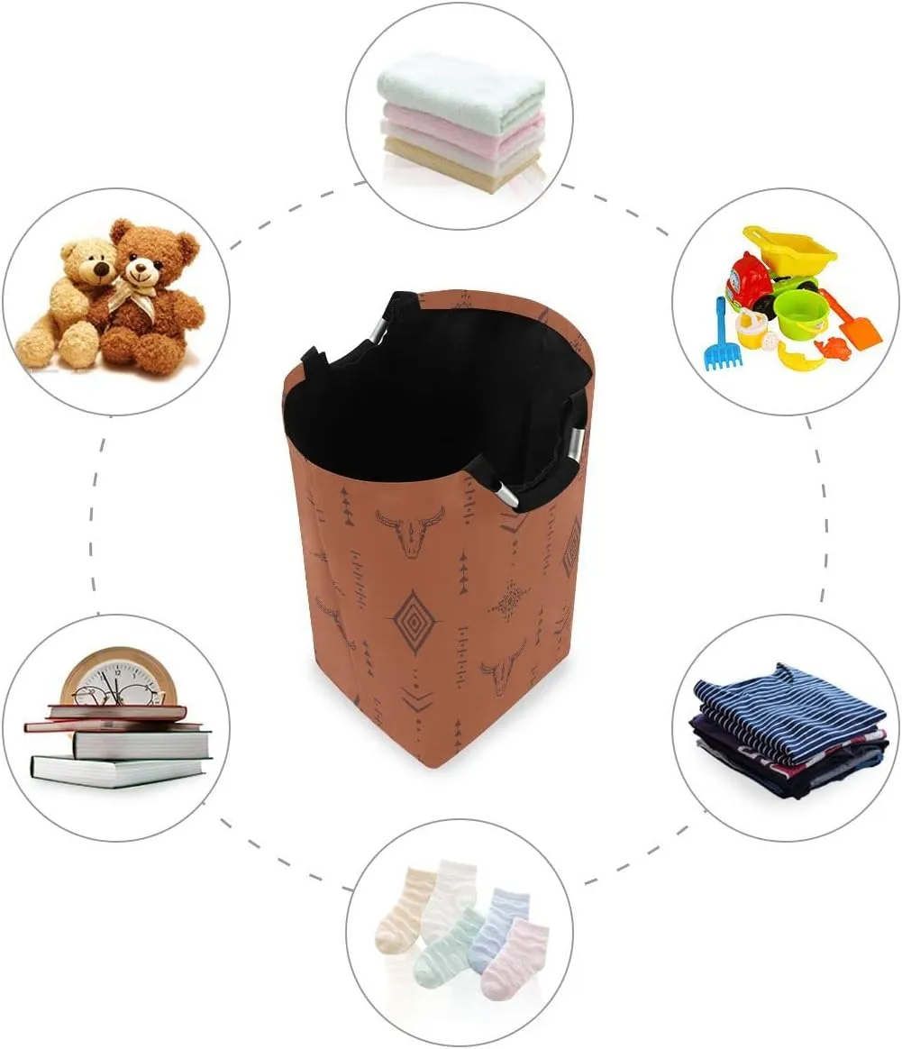 Western Bull Boho Large Laundry Hamper Basket, Collapsible Laundry Bag Storage Bins Baskets with Handles for Laundry, Bedroom, Home Decor