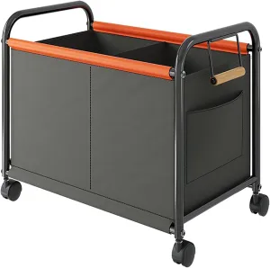 Wheeled Laundry Basket with Oxford Fabric Bag, Clothes Storage Basket, Partition Design Rolling Laundry Basket Storage Cart for Bathrooms, Bedrooms, Dormitories, Laundry Rooms(Gray,64x37x65cm/25x15x26
