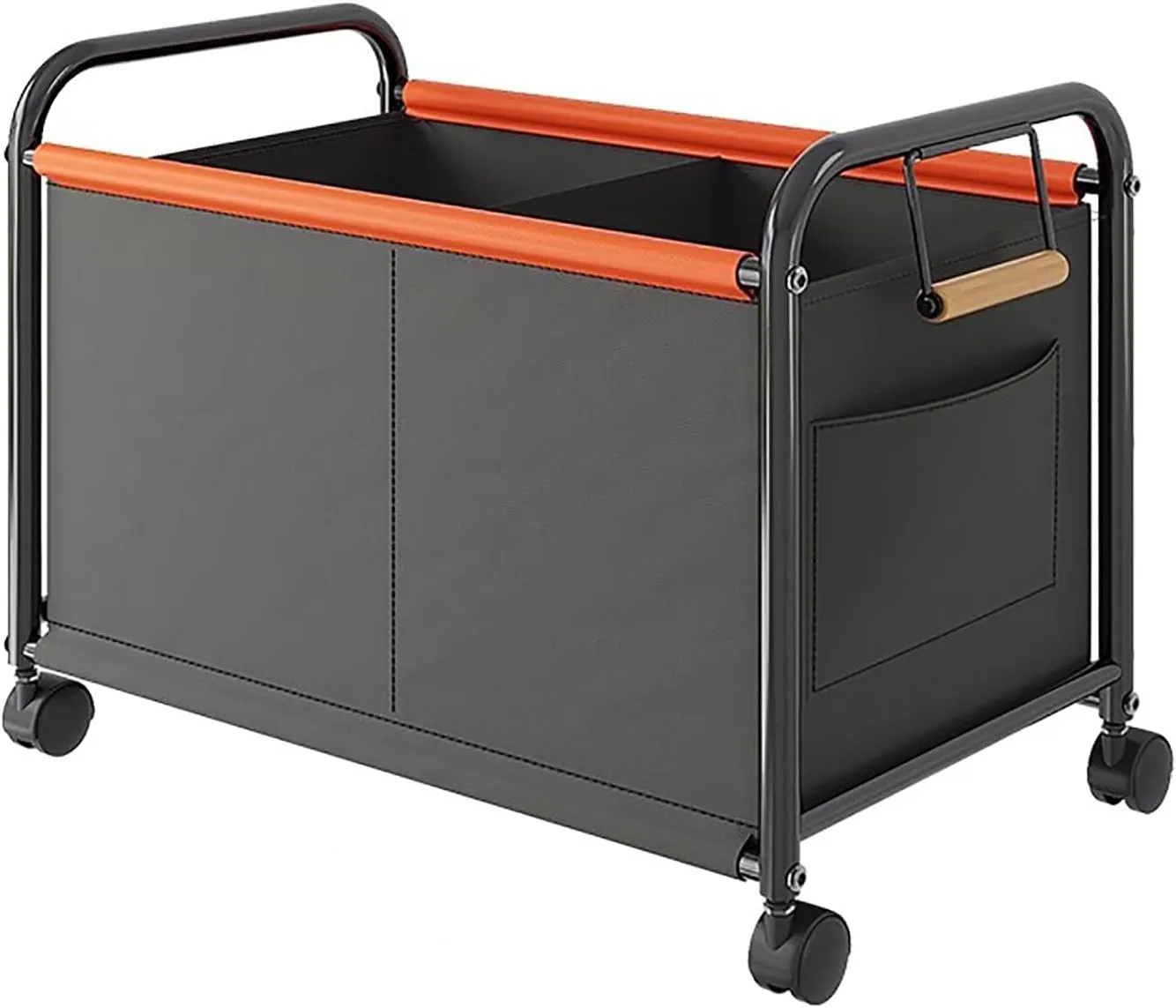 Wheeled Laundry Basket With Oxford Fabric Bag, Partition Design Rolling Laundry Cart, Rolling Small Commercial Utility Cart(Gray,Medium)