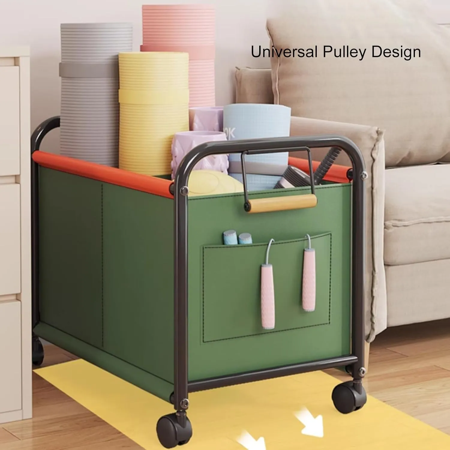 Wheeled Laundry Basket With Oxford Fabric Bag, Partition Design Rolling Laundry Cart, Rolling Small Commercial Utility Cart(Gray,Medium)