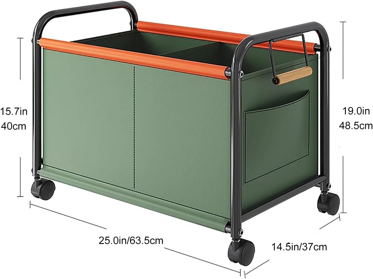 Wheeled Laundry Basket With Oxford Fabric Bag, Partition Design Rolling Laundry Cart, Rolling Small Commercial Utility Cart(Gray,Medium)