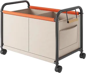 Wheeled Laundry Basket With Oxford Fabric Bag, Partition Design Rolling Laundry Cart, Rolling Small Commercial Utility Cart(White,Medium)
