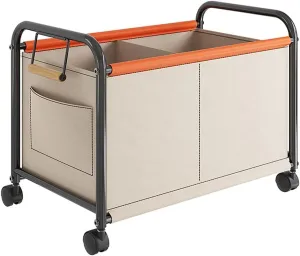 Wheeled Laundry Basket with Oxford Fabric Bag, Rolling Laundry Basket,Clothes Storage Basket, Partition Design Rolling Laundry Basket Storage Cart for Bathrooms, Bedrooms, Dormitories(Beige,63.5x37x48