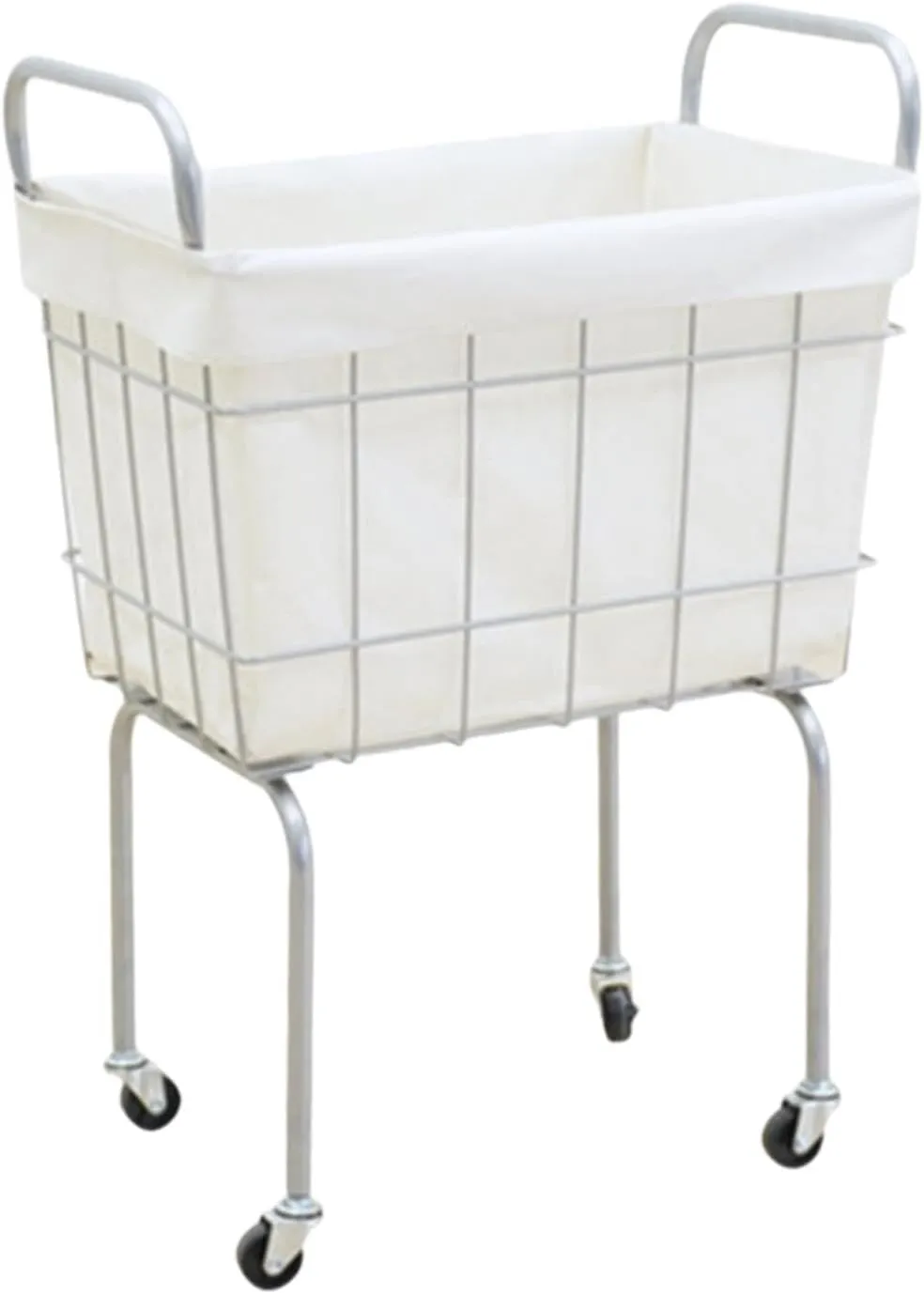 Wheeled Laundry Cart Laundry Hamper Large Opening Household Breathable Washing Bag Dirty Clothes Basket for Hotel Farmhouse, Single Layer