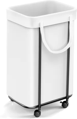 Wheels Laundry Hamper, Laundry Basket Organizer, 90 Litre Small Dirty Clothes Basket with Removable Lined Bag for Bathroom and Bedroom Storage (White)