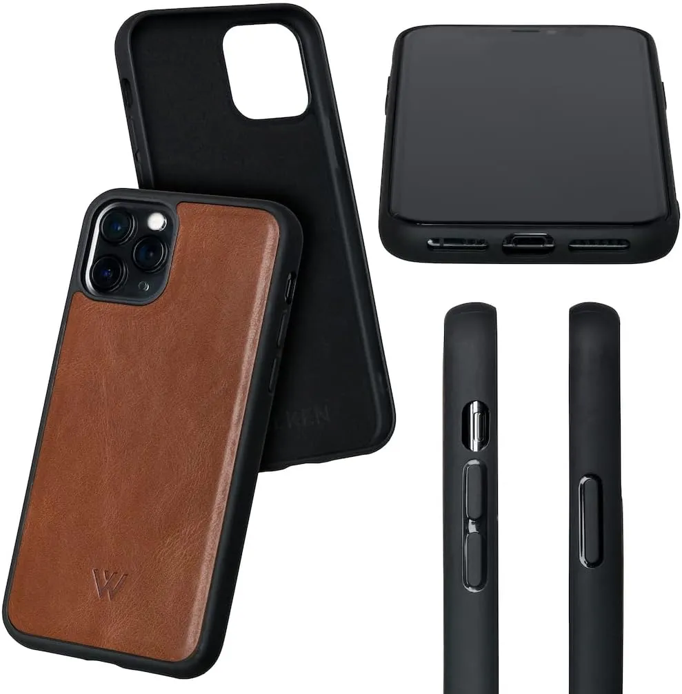 Wilken Wallet Case with Detachable Magnetic Phone Case Compatible with iPhone 15 Plus | Compatible with MagSafe & Wireless Charging | Top Grain Leather | Custom Metal Buttons (15 Plus, Brown)
