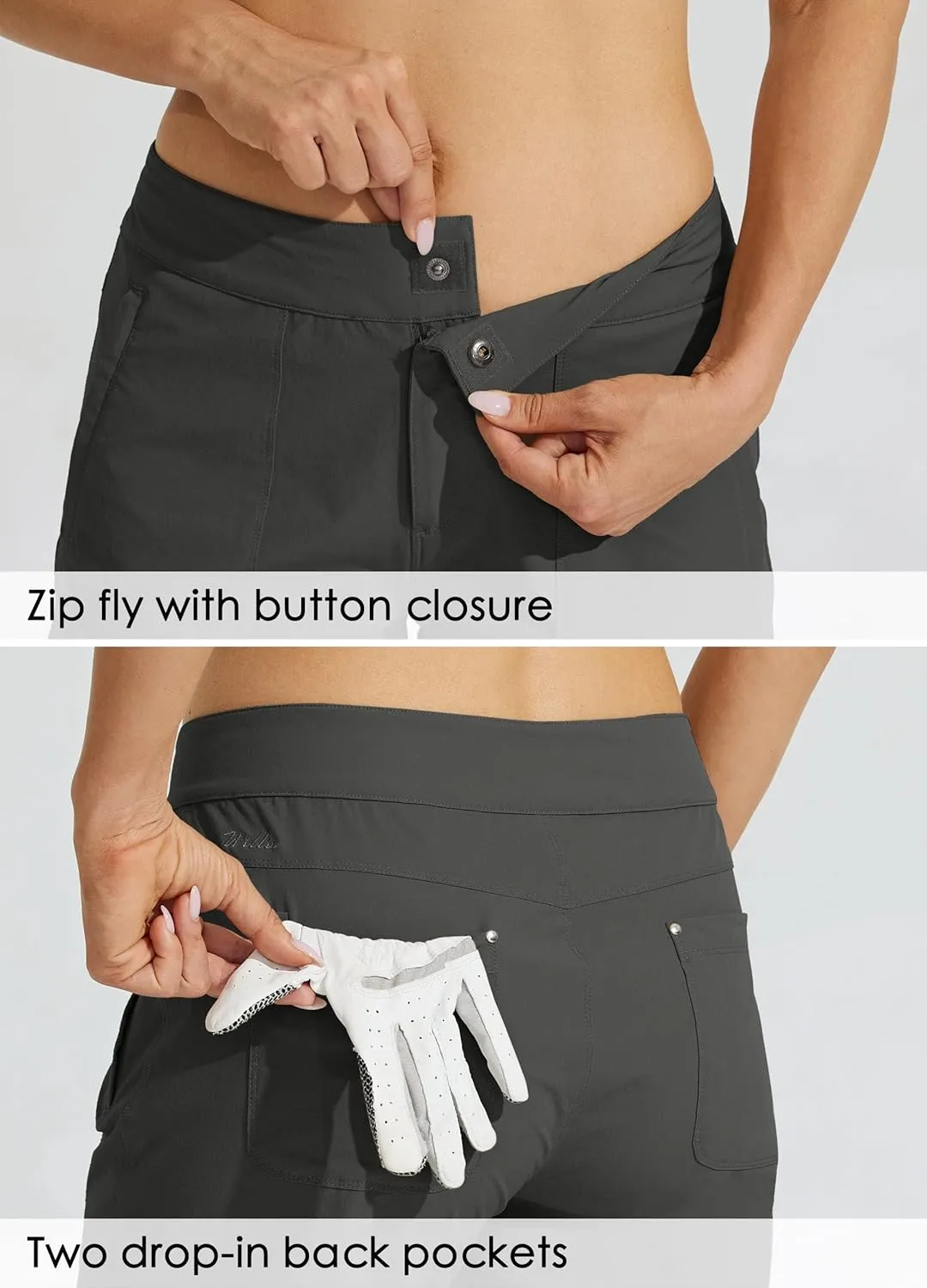 Willit Women's Golf Hiking Shorts 9" Quick Dry Athletic Long Casual Summer Shorts Zipper Pockets Water Resistant Lightweight