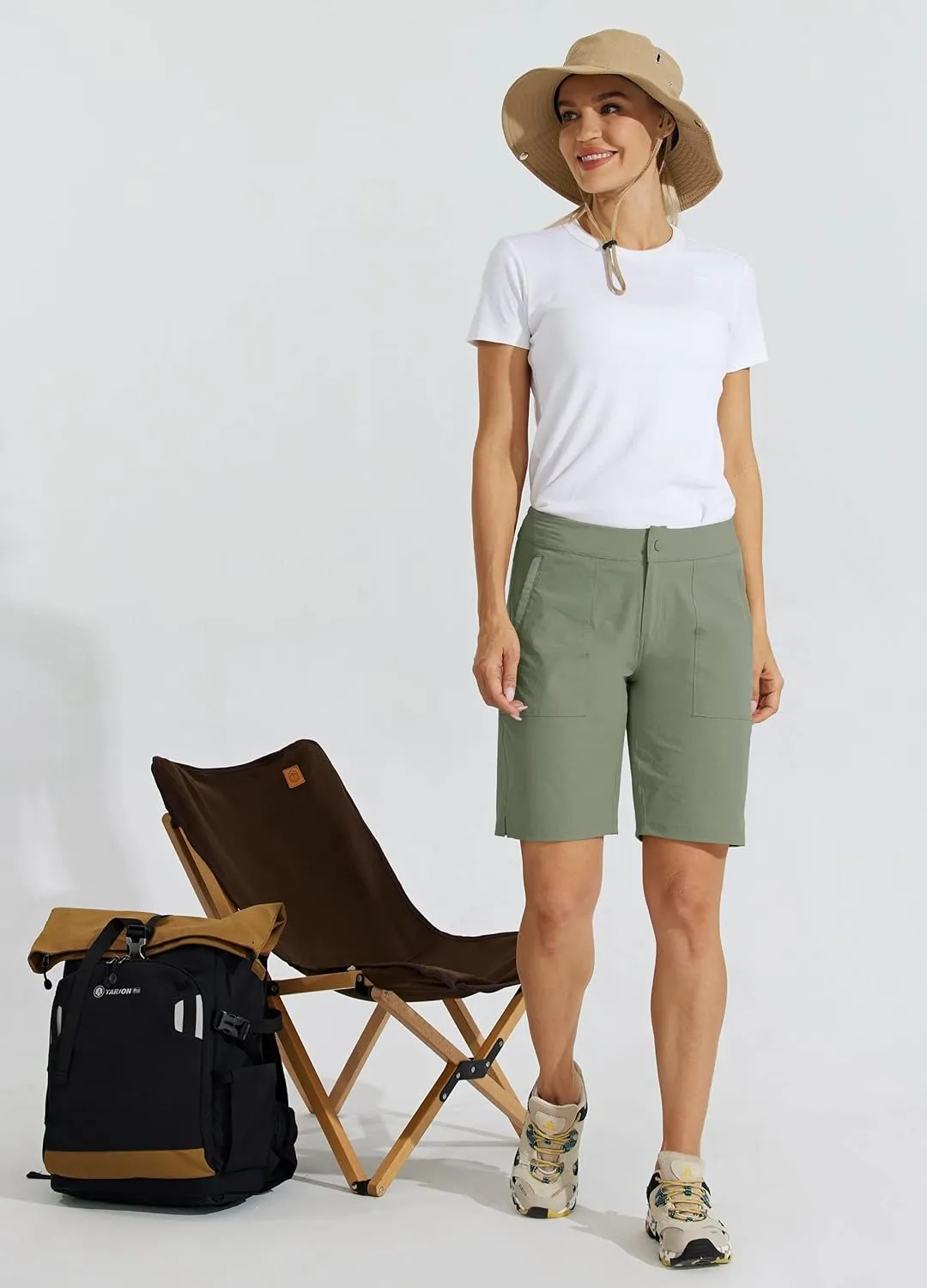 Willit Women's Golf Hiking Shorts 9" Quick Dry Athletic Long Casual Summer Shorts Zipper Pockets Water Resistant Lightweight