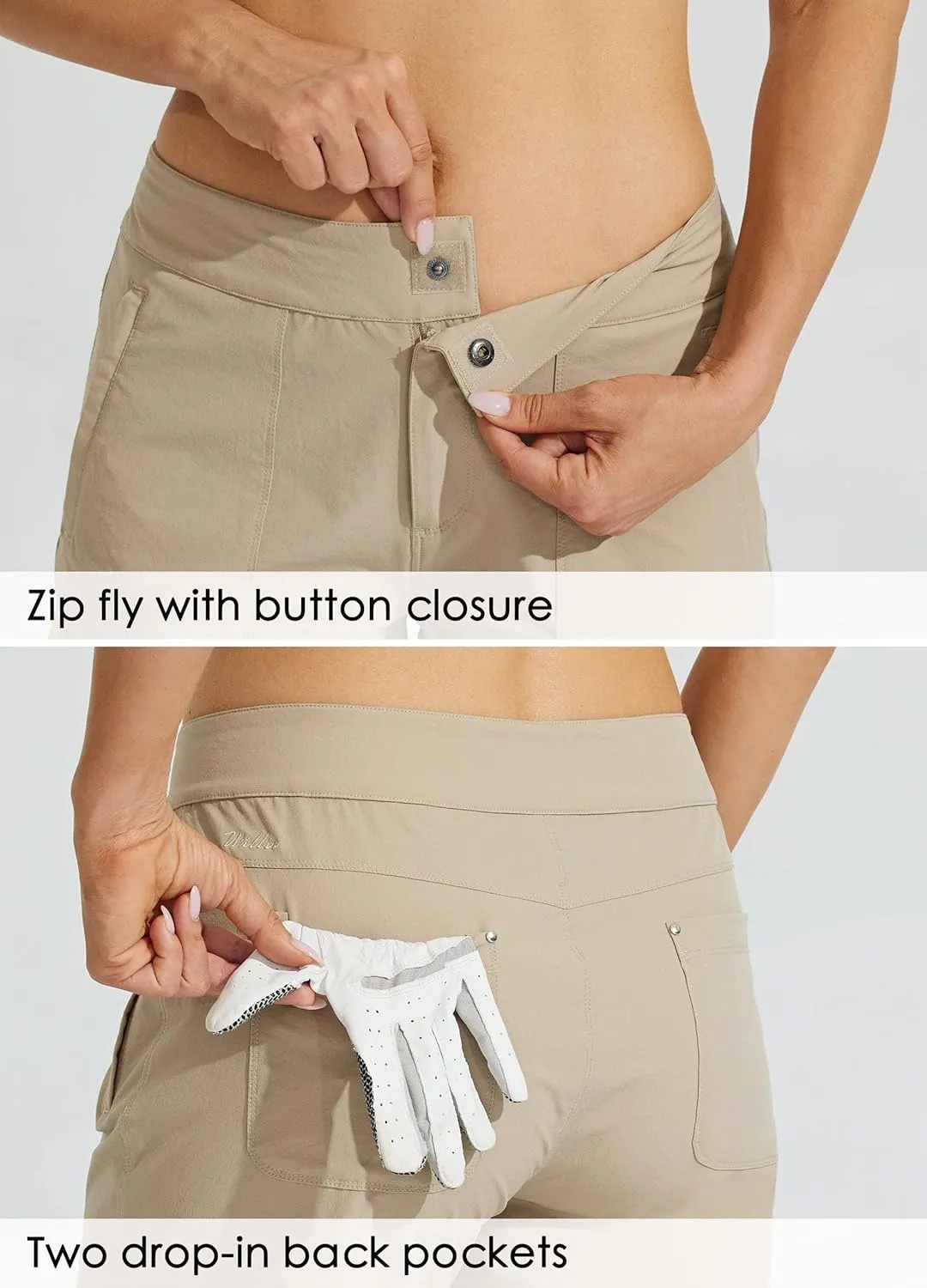 Willit Women's Golf Hiking Shorts 9" Quick Dry Athletic Long Summer Shorts Pockets Water Resistant