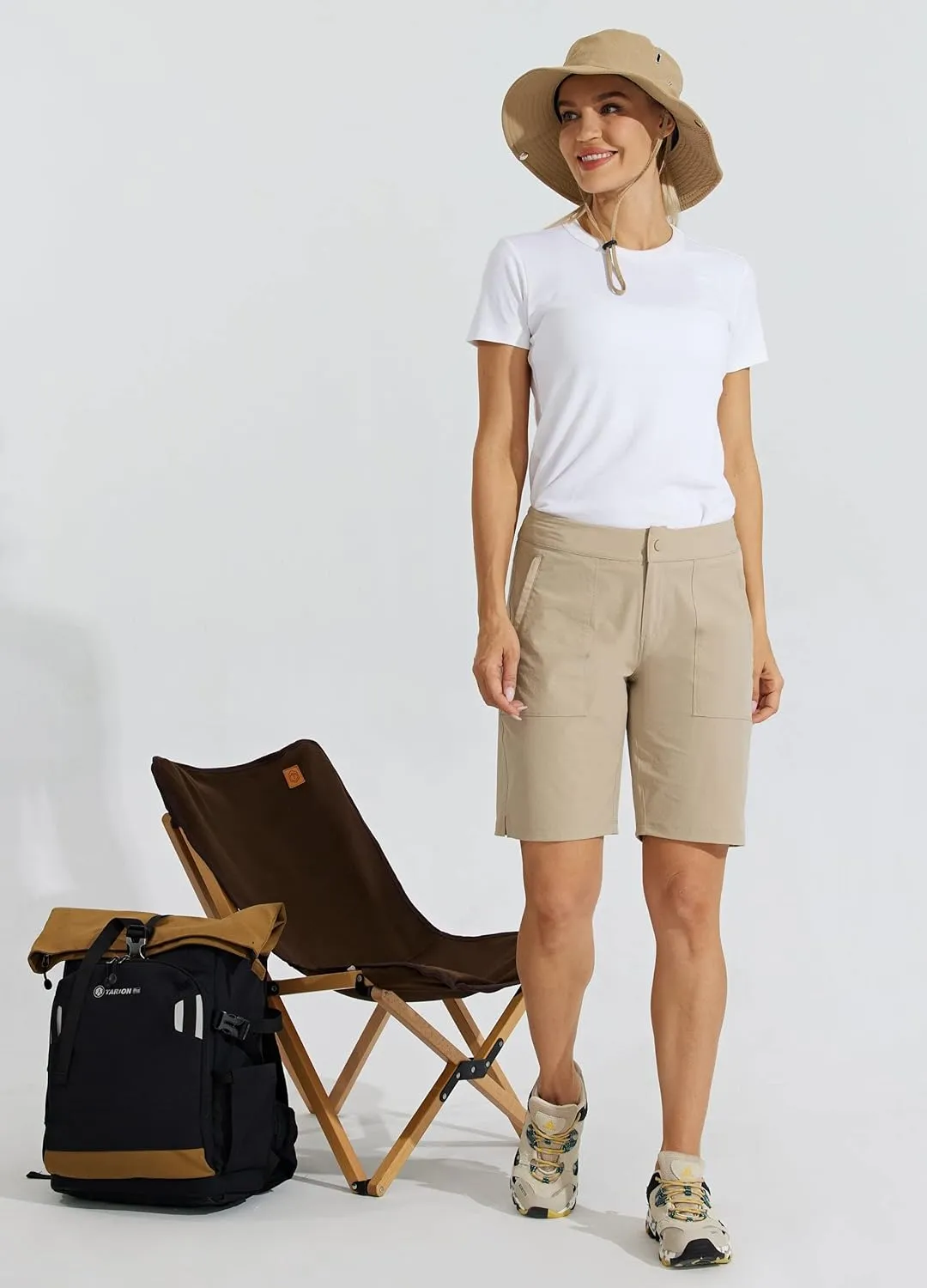Willit Women's Golf Hiking Shorts 9" Quick Dry Athletic Long Summer Shorts Pockets Water Resistant