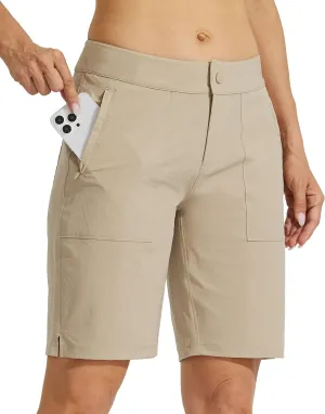 Willit Women's Golf Hiking Shorts 9" Quick Dry Athletic Long Summer Shorts Pockets Water Resistant