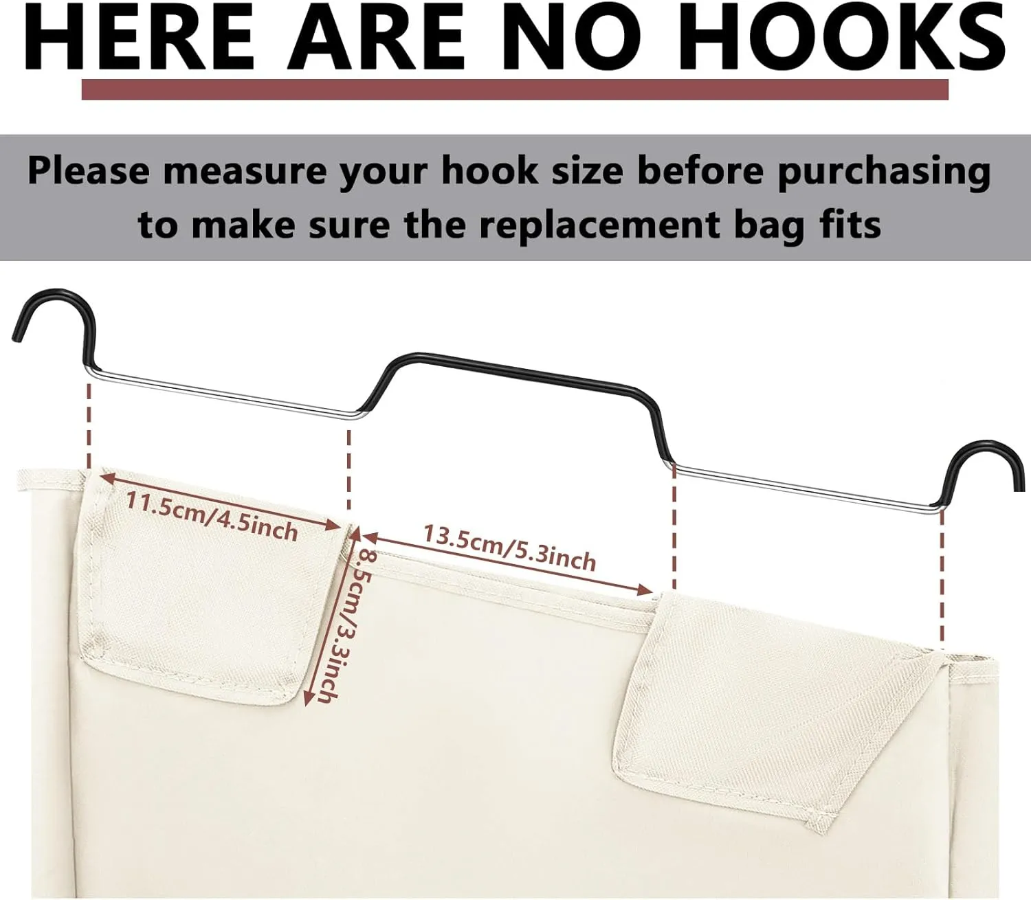 Windyun 3 Pcs Hypotenuse Laundry Sorter Replacement Bags Hamper Cart Removable Replacement Bags Laundry Storage Organizer Bag Hamper Liner, No Hooks 14.76 x 8.66 x 23.23/19.29 Inch(Beige)