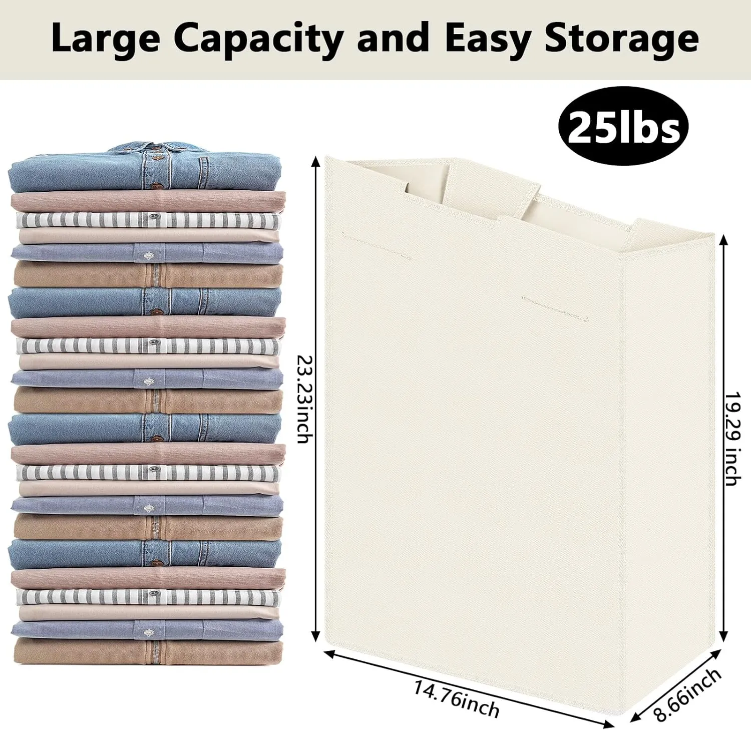 Windyun 3 Pcs Hypotenuse Laundry Sorter Replacement Bags Hamper Cart Removable Replacement Bags Laundry Storage Organizer Bag Hamper Liner, No Hooks 14.76 x 8.66 x 23.23/19.29 Inch(Beige)