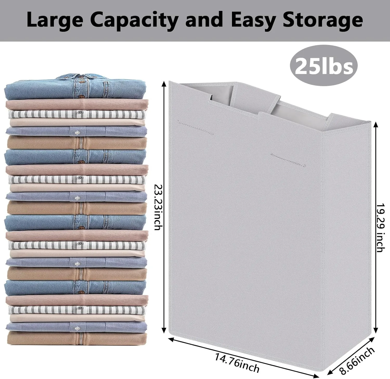 Windyun 3 Pcs Hypotenuse Laundry Sorter Replacement Bags Hamper Cart Removable Replacement Bags Laundry Storage Organizer Bag Hamper Liner, No Hooks 14.76 x 8.66 x 23.23/19.29 Inch(Gray)