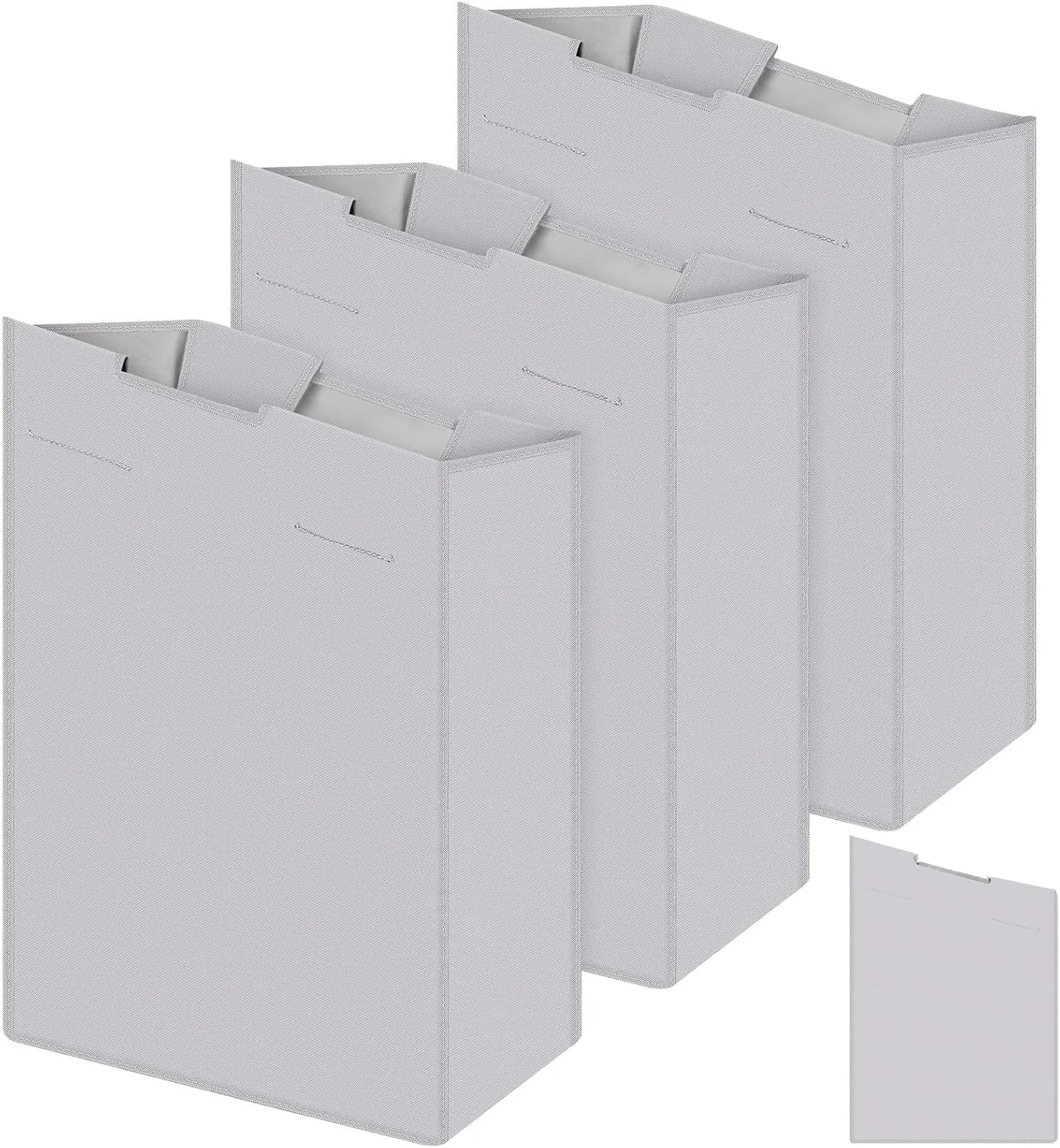 Windyun 3 Pcs Hypotenuse Laundry Sorter Replacement Bags Hamper Cart Removable Replacement Bags Laundry Storage Organizer Bag Hamper Liner, No Hooks 14.76 x 8.66 x 23.23/19.29 Inch(Gray)