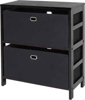 Winsome Torino 3-PC Set Shelf w Fabric Baskets Storage and Organization, Espresso/Black