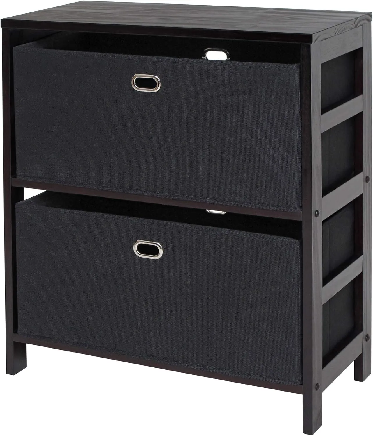 Winsome Torino 3-PC Set Shelf w Fabric Baskets Storage and Organization, Espresso/Black