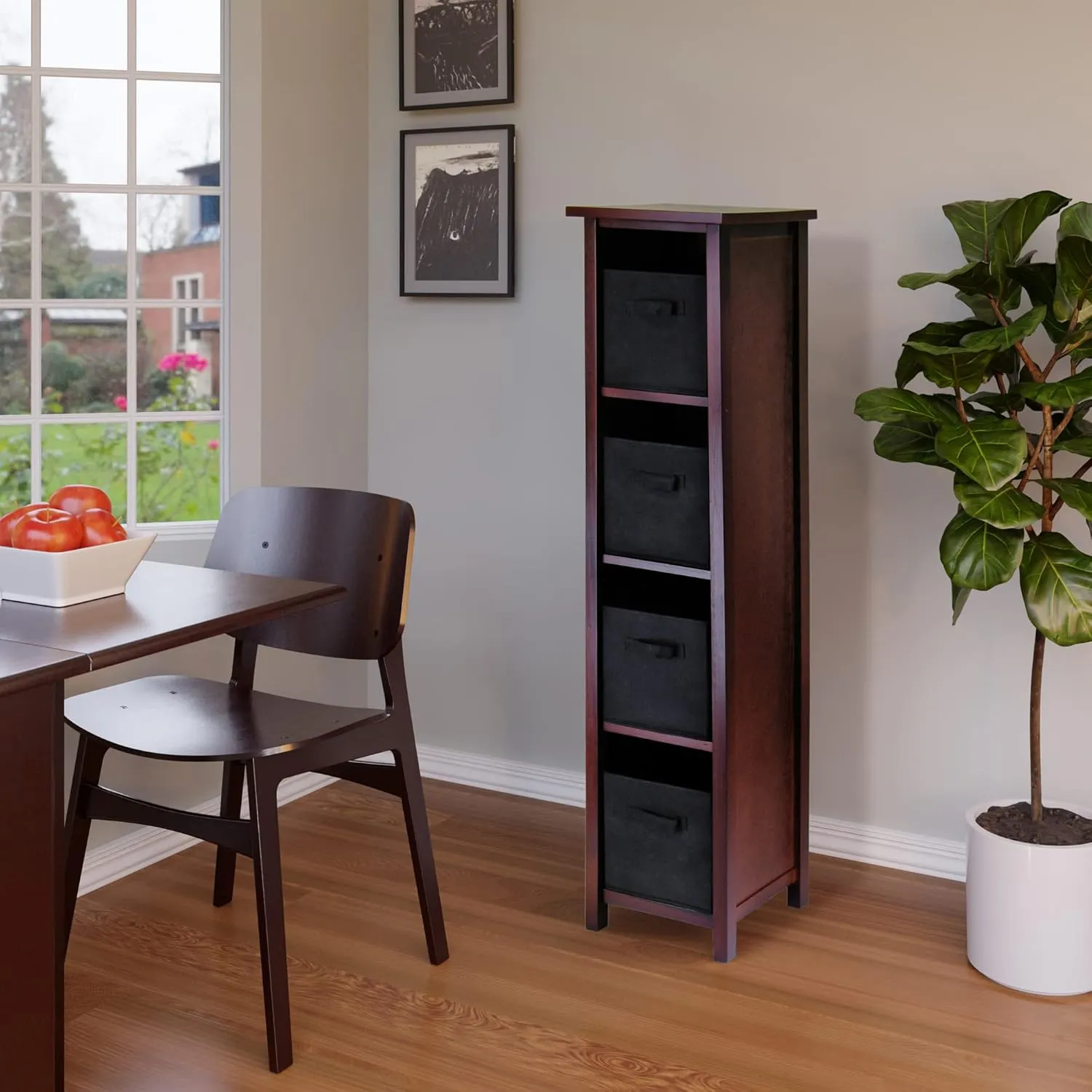 Winsome Verona Storage/Organization, 4 Small, Walnut/Black