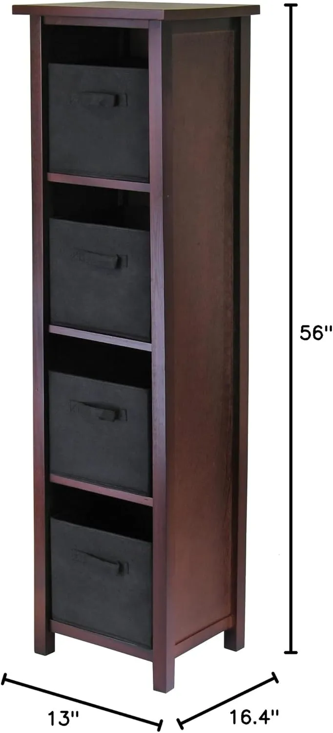 Winsome Verona Storage/Organization, 4 Small, Walnut/Black