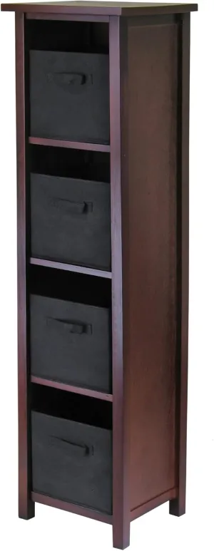 Winsome Verona Storage/Organization, 4 Small, Walnut/Black