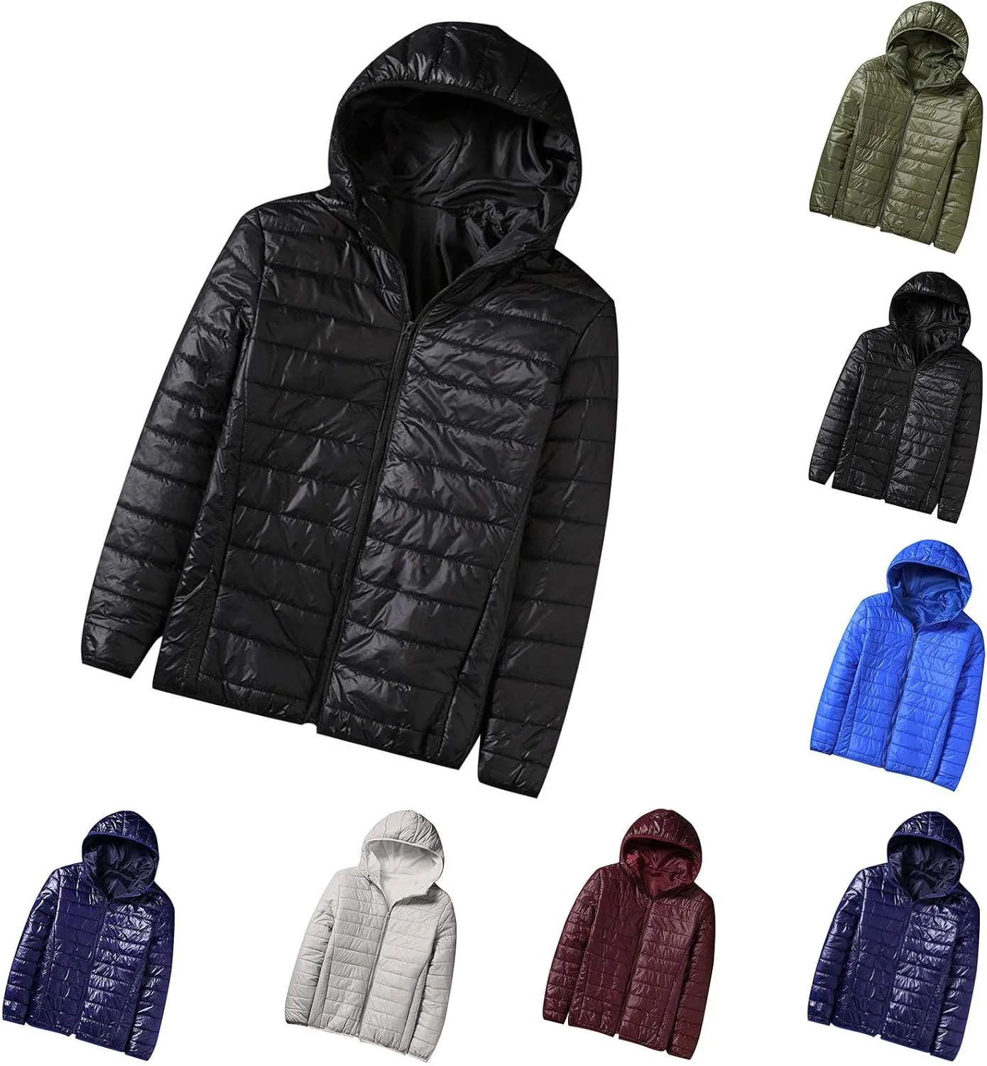 Winter Jackets for Men Lightweight Puffer Jacket Zip Up Padded Coat Outdoor Classic Warm Jacket Packable Bubble Coat
