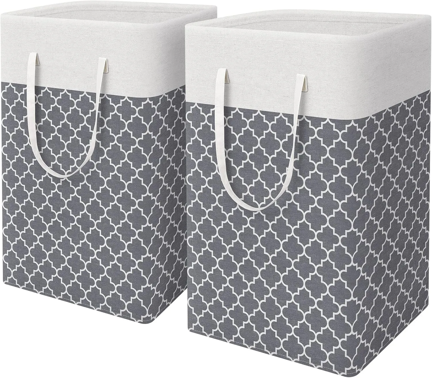 WISELIFE 2-Pack Laundry Hamper 75L Collapsible Large Laundry Baskets with Easy Carry Handles Freestanding Waterproof Clothes Hamper Storage Basket for Toys Clothes Organizer - 24.4" (H), Clover Grey