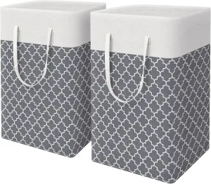 WISELIFE 2-Pack Laundry Hamper 75L Collapsible Large Laundry Baskets with Easy Carry Handles Freestanding Waterproof Clothes Hamper Storage Basket for Toys Clothes Organizer - 24.4" (H), Clover Grey