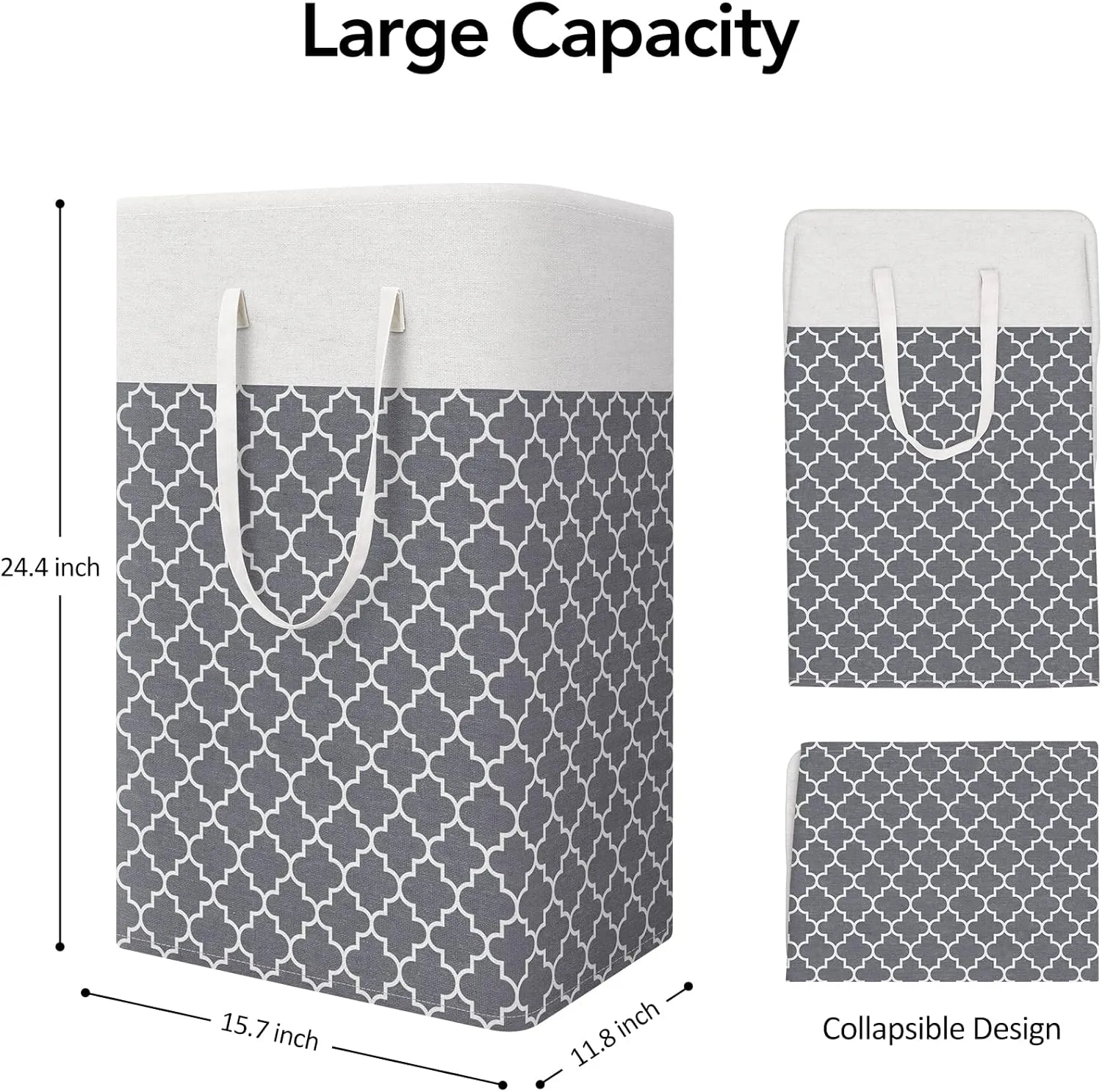 WISELIFE 2-Pack Laundry Hamper 75L Collapsible Large Laundry Baskets with Easy Carry Handles Freestanding Waterproof Clothes Hamper Storage Basket for Toys Clothes Organizer - 24.4" (H), Clover Grey