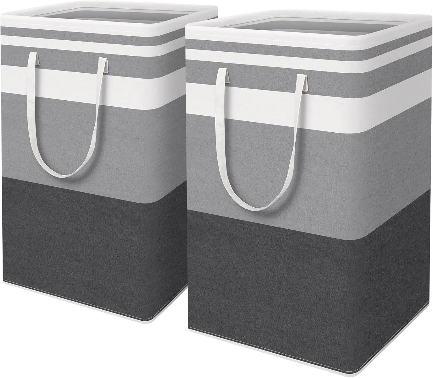 WISELIFE 2-Pack Laundry Hamper, 75L, Collapsible, Waterproof, Cotton Blend, Gradient Grey