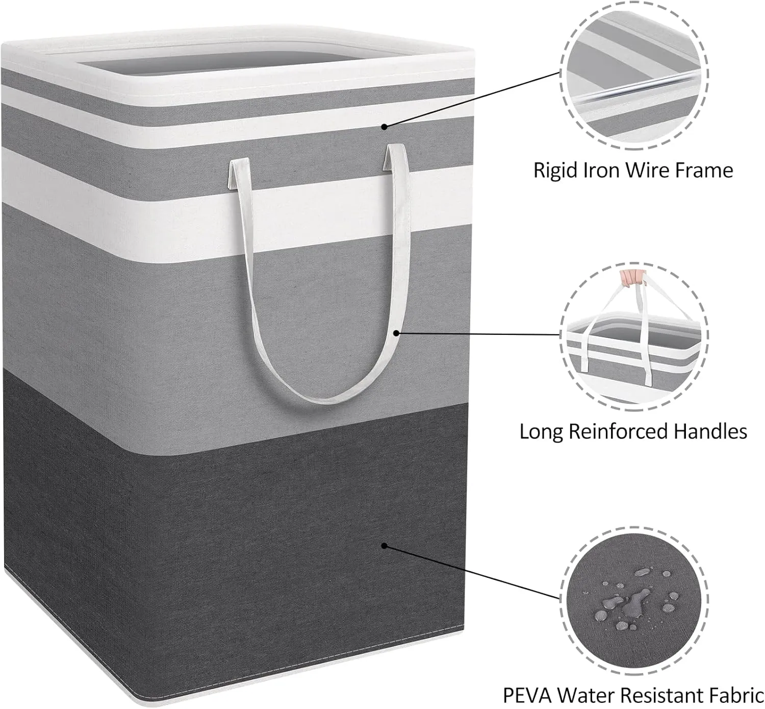 WISELIFE 2-Pack Laundry Hamper, 75L, Collapsible, Waterproof, Cotton Blend, Gradient Grey