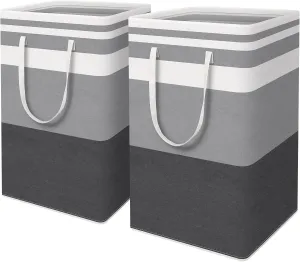 WISELIFE 2-Pack Laundry Hamper, 75L, Collapsible, Waterproof, Cotton Blend, Gradient Grey