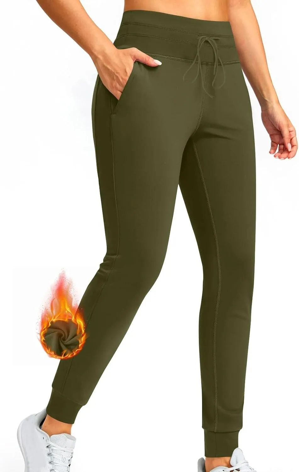 Women Fleece Lined Leggings Thermal Winter Warm Tights High Waisted Yoga Pants Winter Clothes with Pockets