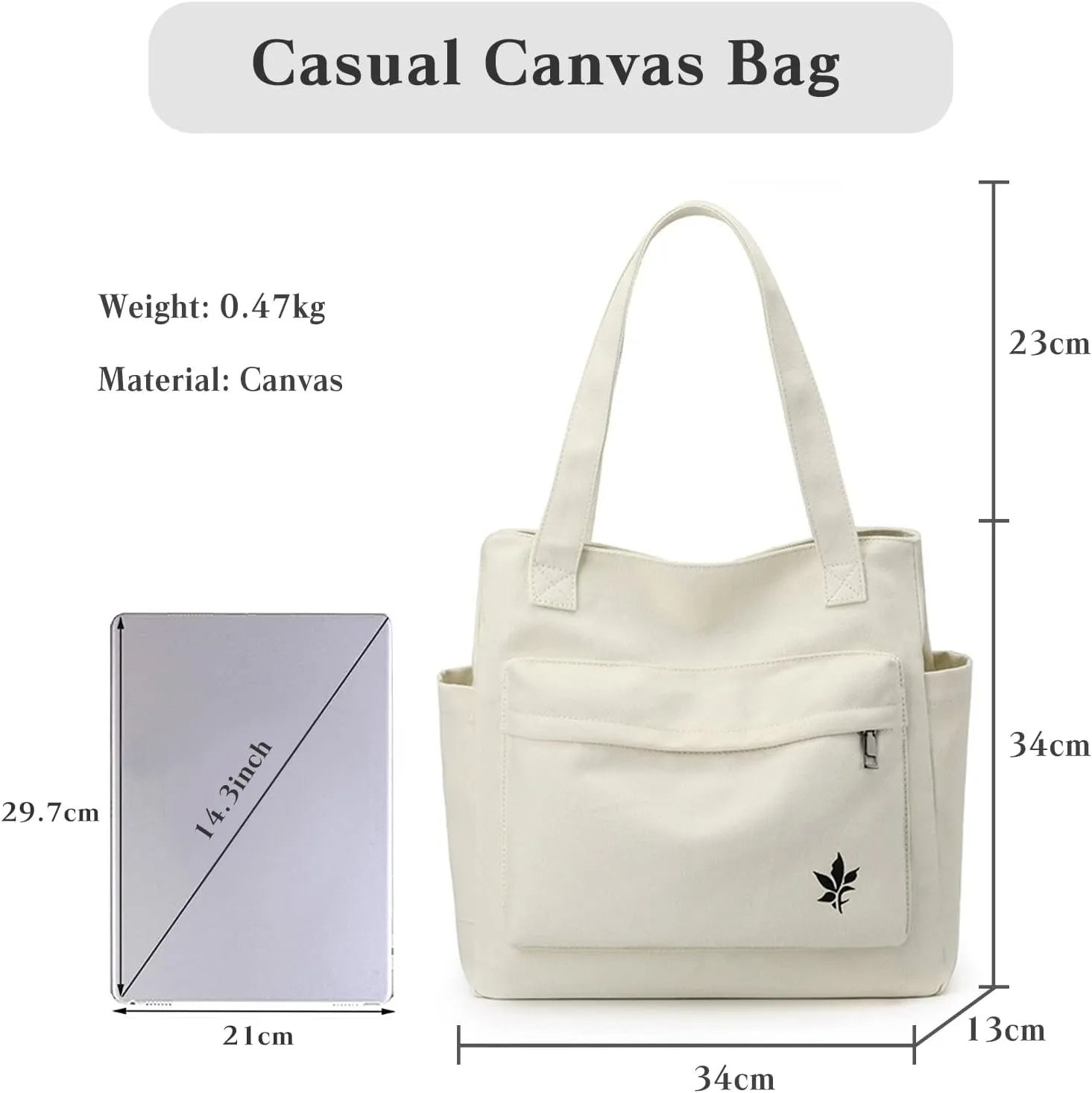 Women Handbag Canvas Shoulder Bag Casual Tote Purse
